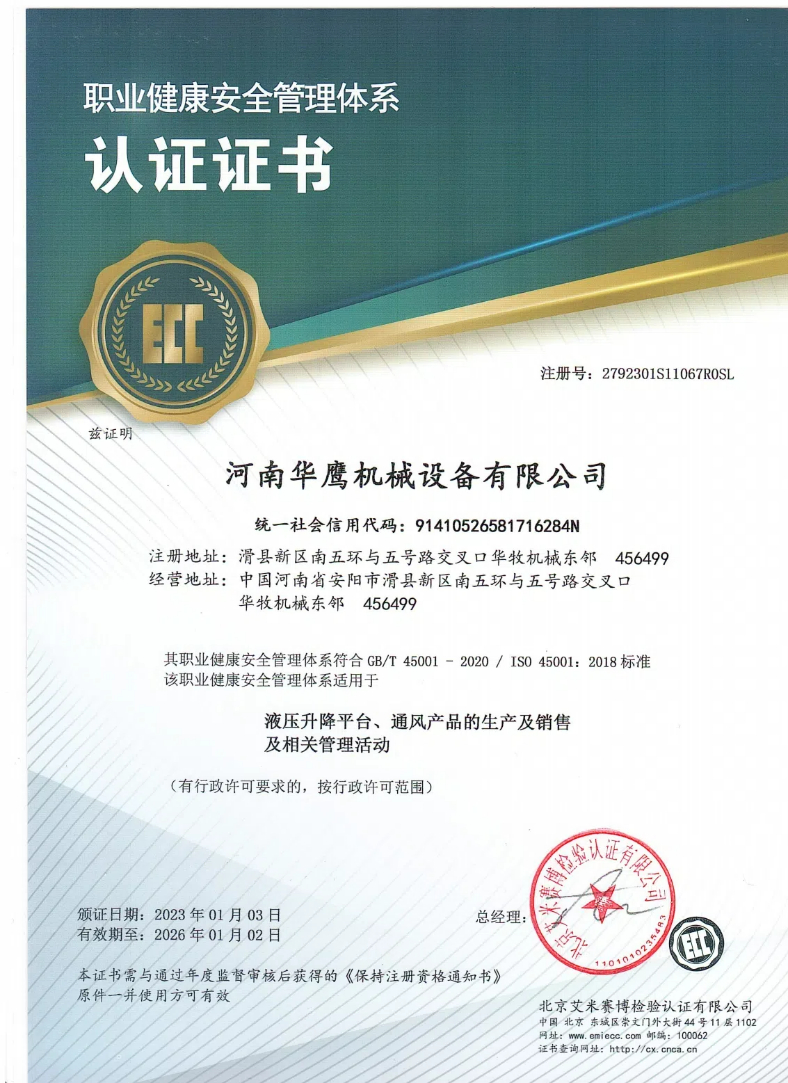 職業(yè)健康安全管理體系認證